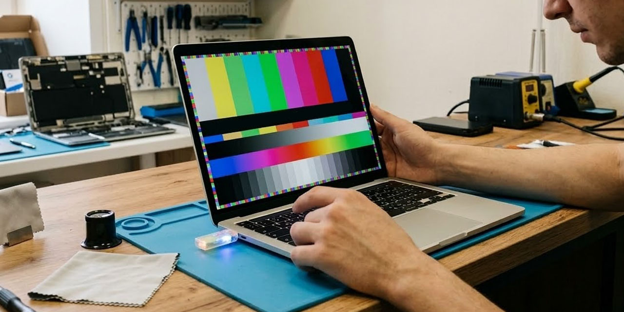 Детальніше про статтю Як перевірити екран MacBook: биті пікселі, засвіти, True Tone